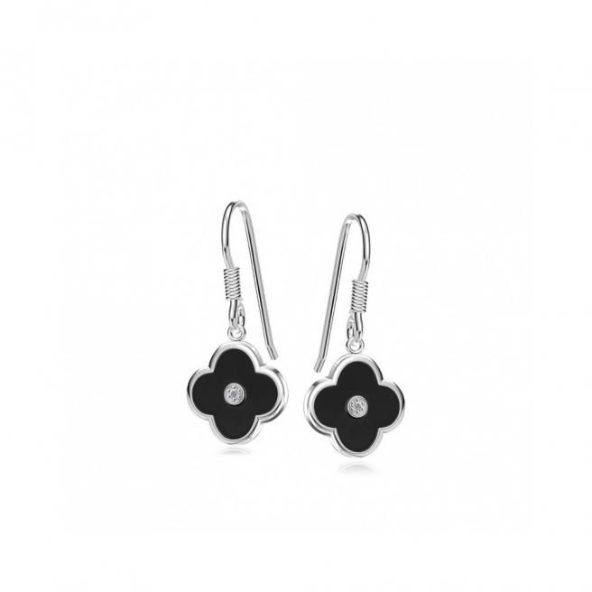 【FALAIYA x LA BELLE VIE】luckyheart with black ceramic and whiteearrings_EF2103cen