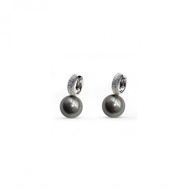 【FALAIYA x LA BELLE VIE】Synthetic round pearl with oxyde zirconium setted earrings_JE0100